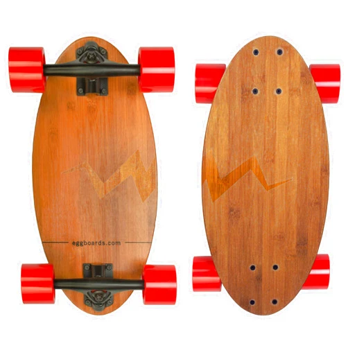 Eggboards Mini Longboard The Original - Bamboo Wood Cruiser Skateboard for Adults and Kids. Easy to Carry, Smooth to Ride