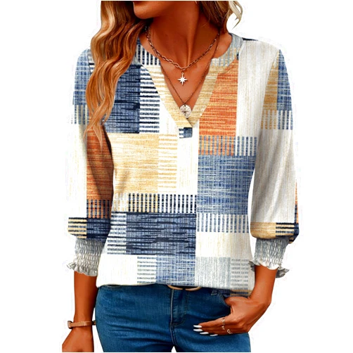 LOMON Women's 2025 Fashion Tops 3/4 Length Sleeve Business Casual Blouses Summer Tees Shirts