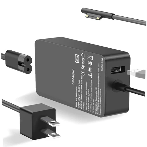 Skyvast Surface Pro Charger, 65W Surface Charger for Microsoft Surface Pro 9, 8, 7+, 7, 6, 5, 4, 3, X, Windows Surface Laptop 5, 4, 3, 2, 1, Surface Book Go, Support 65W, 44W, 36W, with USB Port