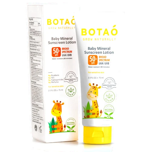 BOTAO Baby 100% mineral Zinc Oxide baby sunscreen – safe natural sunblock lotion for babies: SPF50 Broad Spectrum UVA UVB,For sensitive skin Baby Face Body Protection, Sunblock Cream 2.5 Oz