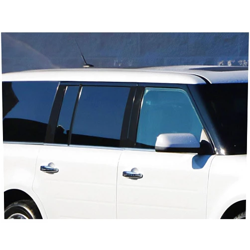 Rvinyl Pillar Post Window Trim Compatible with Ford Flex 2009-2019 - Gloss (Black)