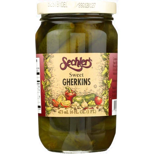 Sechlers Pickles Gherkins Sweet, 16 oz