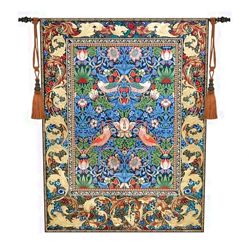 Aubelin Tapestry William Morris Strawberry Thief Fine Art Tapestry Wall Hanging 100% Cotton 55