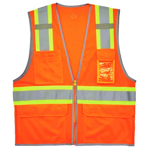 Ergodyne - 24135 GloWear 8246Z ANSI High Visibility Two Tone Mesh Safety Vest with Reflective Binding, Orange, Large/X-Large