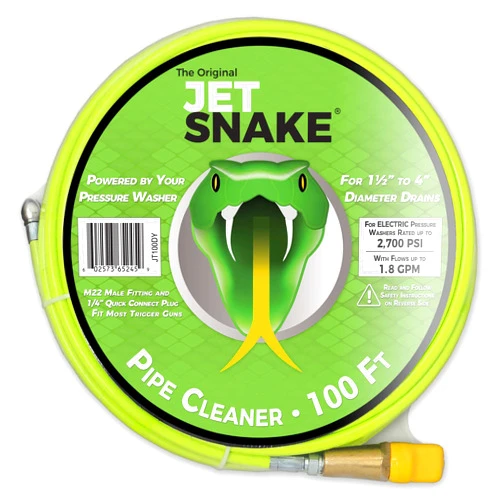 The Original JetSnake 100 FT SEWER JETTER - Flexible Steel Braid - Complete and Ready to Use - For Your Electric Pressure Washer