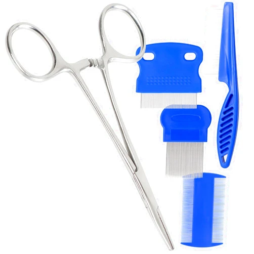 Maxshop Dog Grooming Pet Ear/Nose Hair Puller Hemostat Forceps Locking Tweezers Clamp Pliers & Flea Comb for Cats and Dogs