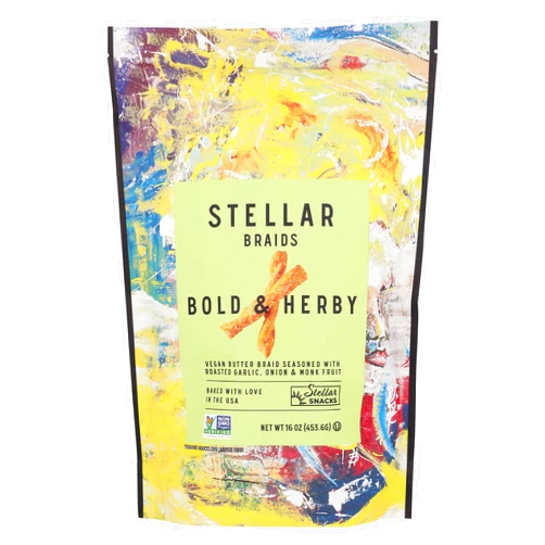 Stellar Snacks Bold & Herby Braid Pretzels, Non GMO, 16 Ounces (Pack Of 12)