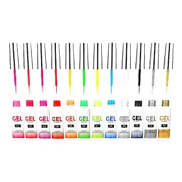 KAIHSD Clear Polish 12 Color Solid Color Nail Polish Glue Pull Glue Nail Painting Glue Hook Edge Painting Flower Gel Creative DIY 8ml Beetles Nail Extensions (L-A, One Size) L-a One Size