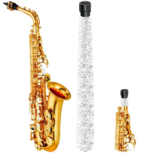 E-Times Alto Saxophone Cleaning Swab, Alto Sax Pad Saver Brush Cleaner, Ultra Absorbent Cotton Sax Cleaning & Care Kit, Suitable for Alto Sax, Length 21''