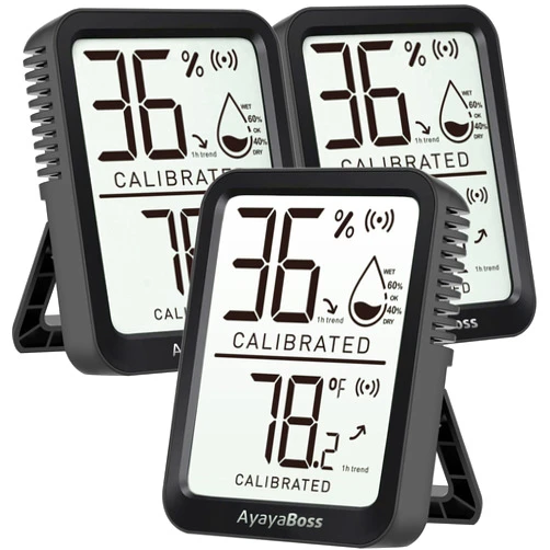 AyayaBoss Room Thermometer Indoor, Thermometer Hygrometer for Home, Humidity Gauge, Temperature and Humidity Monitor, Digital Sensor Humidity Meter for Bedroom, Pet, Plant - Mini Size - Pack of 3