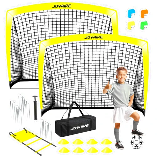JOYAIRE Soccer Goals for Backyard Set, Portable Kids Toddler Soccer Goal 2 of 4 x 3 ft or 6 x 4 ft, Pop Up Soccer Net Soccer Training Equipment with Size 4 Soccer Ball, Carry Bag, Youth Games, Outdoor Play