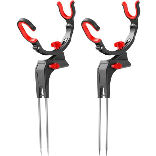 Topline Tackle Bank Fishing Rod Holder, Topline Tackle Fishing Pole Holders, 360 Degree Adjustable Fixed Fishing Rod Holder for Ground (2-Pack/2-in-1