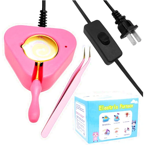 MINGYUESKY Wax Seal Warmer Wax Seal Kit with Spoon and Tweezers, Great Tool for Melting Sealing Beads (Pink)