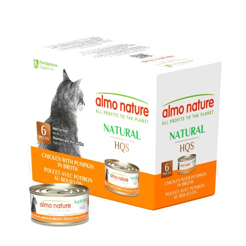 almo nature HQS Natural Wet Cat Food Chicken with Pumpkin, Grain Free, Additive Free - 2.47oz -Pack of 6