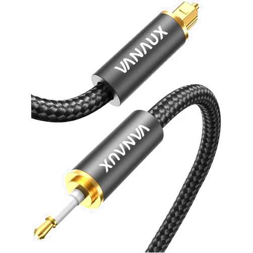 VANAUX Toslink to Mini Toslink Optical Audio Cable 24K Gold-Plated Digital S/PDIF Fiber Optic Cables for Home Theater, Sound Bar,TVs/Amplifiers/Hi-Fi Systems - Black(6.6Feet/2M)