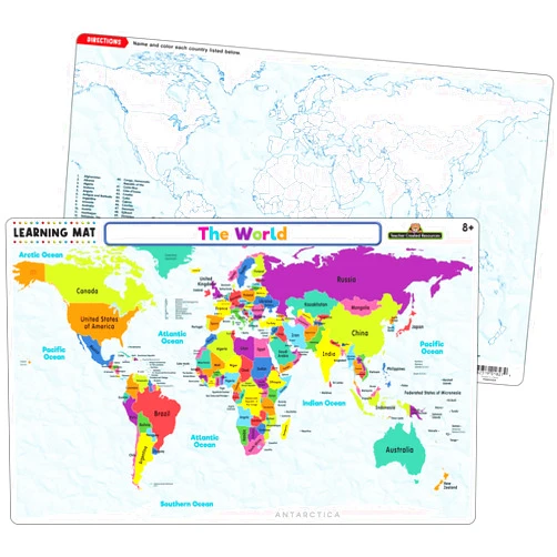 Teacher Created Resources The World Map Learning Mat
