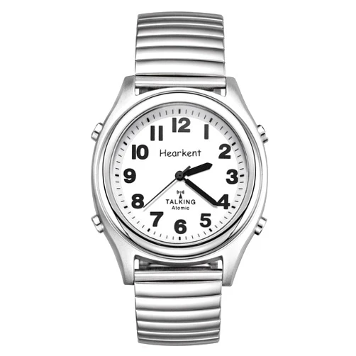 Hearkent Atomic American English Talking Watch Speaks Clear and Loud Time, Date and Alarm time Stretch Band is Best Gift for Senior,Visually impaired, or Blind People