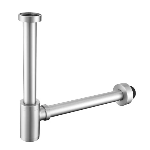 SEABEFORE Brass Round Bottle P-Trap 1 1/4, Adjustable Basin Sink Waste Drain Trap Kit, Brushed Nickel P Trap