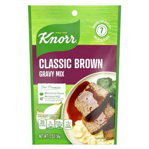 Knorr Gravy Mix For Delicious Easy Meals and Side Dishes Classic Brown Gravy With No Artificial Flavors, No Added MSG 1.2 oz (Pack of 24)