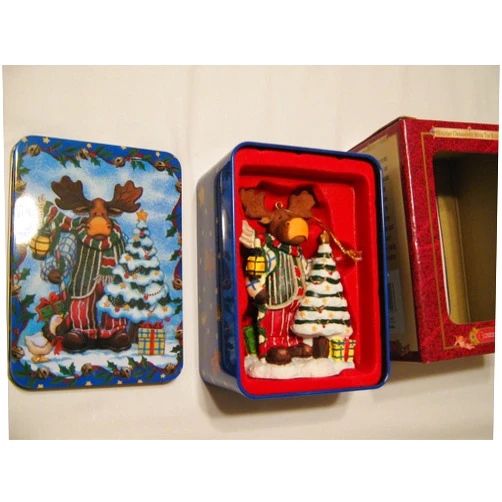 Grandeur Noel Holiday Ornaments with Tin Boxes