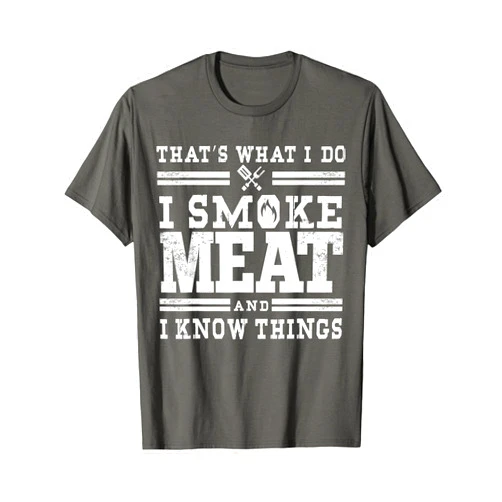 I smoke Meat Co. Funny Pitmaster I Smoke Meat BBQ Smoker Grill Gift T-Shirt