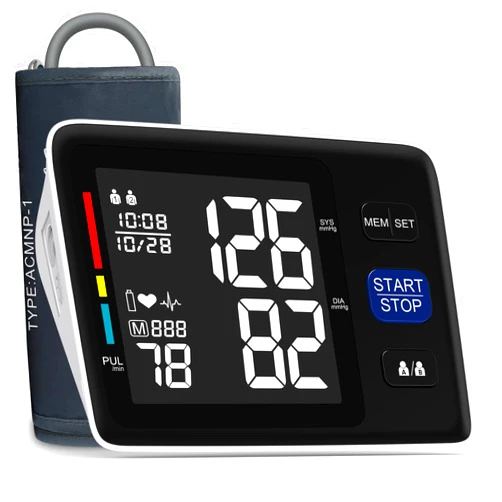 AlphaMed Blood Pressure Monitor Upper Arm Automatic Blood Pressure Monitors-1000 Memories 2 User Mode Adjustable Large Cuff Backlit Display BP Machine BP Meter BP Cuff for Home Use Carry Case(Black)