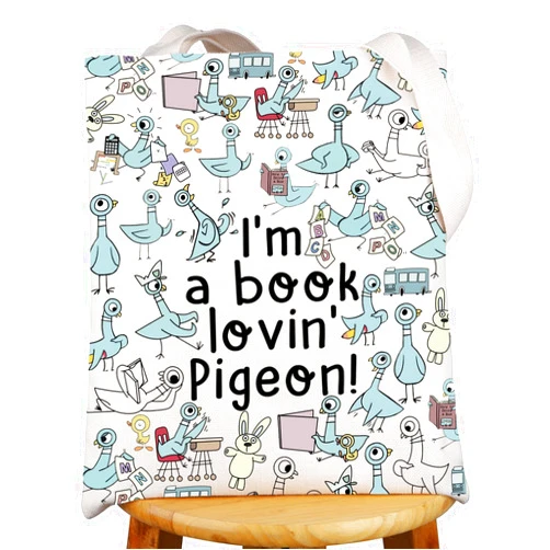 G2TUP Pigeon Tote Bag - Teacher Gifts: 'I'm a Book Lovin' Pigeon' Shoulder Bag