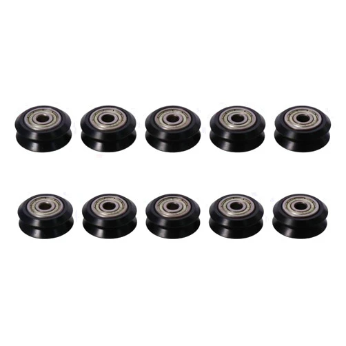 SHUATI 3D Printer Wheels 10 Pcs Black POM Plastic Pulley Models Linear Bearing Wheel Alignment, Wire Rail, Pulley