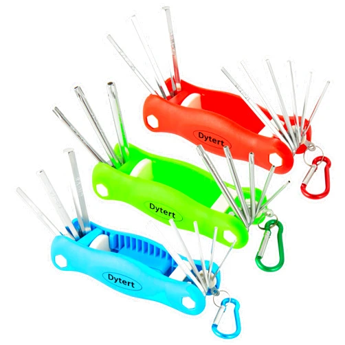 Dytert 25 Piece Folding Allen Wrench Set - Metric/Inch/Star Hex Key, 1.5mm-8mm, 5/64-1/4, T9-T40,Chrome Finished