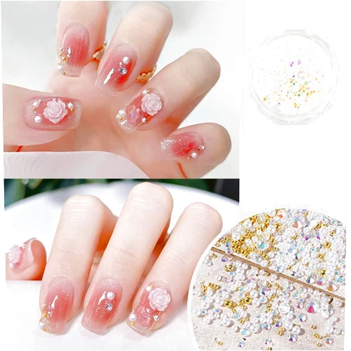 ESTCNK 3D Acrylic Art Manicure Tip Art Supplies Pearl Mixed Flowers Camellia Art Sets