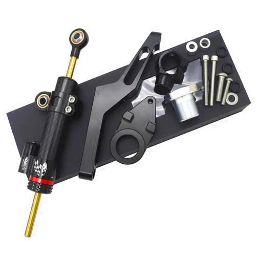 YZCJTGER Shock Absorber for Kawasaki for Ninja ZX-6R ZX6R 2009-2022 Steering Damper Stabilizer & Bracket Kit Mount Support(Black Set1)