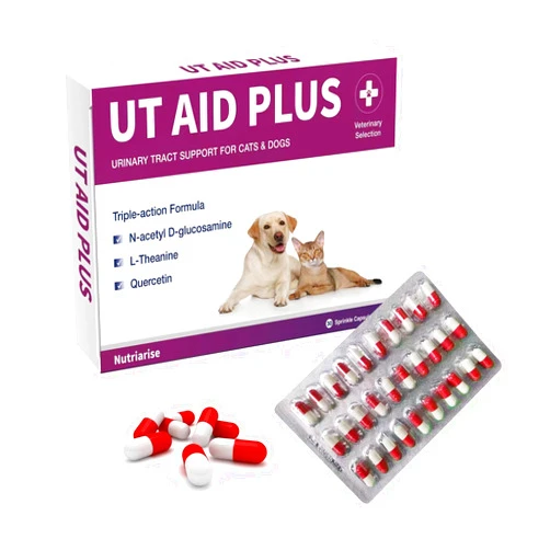 NUTRIARISE UT AID Plus Feline Idiopathic Cystitis, Cat & Dog Urinary Tract Infection Support, for Treating Incontinence, Bladder Stones, Frequent Urination，Destress, Calm Down- 30 Cap.