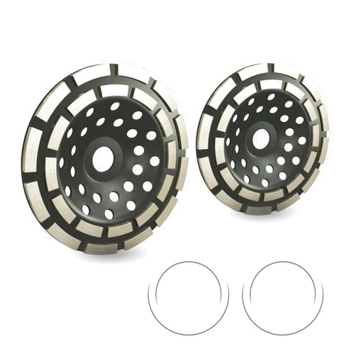 Generic 7 Inch, Pack of Two Double Row Diamond Cup Grinding Wheel, for Angle Grinder on Rock, Ganite, Fits 7/8 Inch Arbor and 5/8 Black