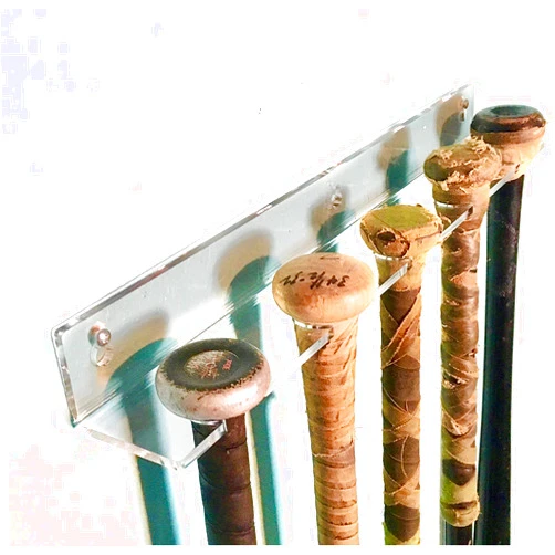 Oakmont Displays Baseball Bat Display Hanger for 5 Bats or Balls - Vertical Bat and Baseball Holder Wall Mount - Better Than Display Case | Sturdy Acrylic Hanging Rack Organizer | Easy to Instal (Hardware Included)