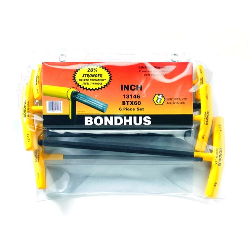 Bondhus 13146 Set of 6 Balldriver T-handles, sizes 5/32-3/8-Inch
