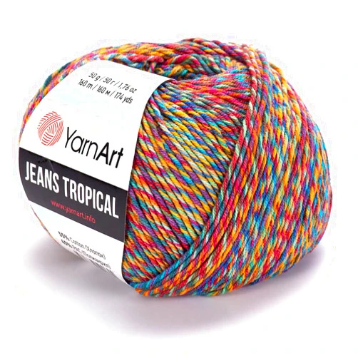 Yarn Art 55% Cotton 45% Pac YarnArt Jeans Tropical Multicolor Sport Yarn 1 Skein/Ball 50 gr 174 yds (612)