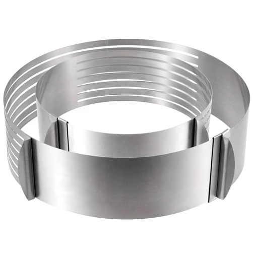 HAKZEON 2 PCS Adjustable Cake Ring Cutter, HAKZEON Stainless Steel 7-Layered Cake Slicer Leveler 6-8 Inch, 9-12 Inch Mousse Slicing Round Bread Mold Baking Tool Kit Set for Kitchen DIY Restaurant Bakery