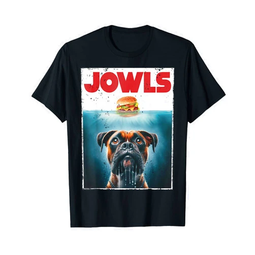 MonsterMuttz Funny Drooling Boxer, Jowls, Fawn, Dog Mom, Dog Dad, Burger T-Shirt