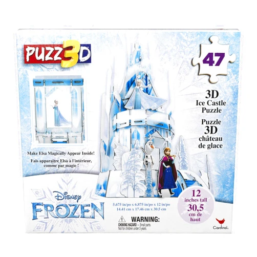 Cardinal Disney Frozen 2, Hologram Puzzle 3D Olaf Anna Elsa Castle 47-Piece Plastic Jigsaw Puzzle