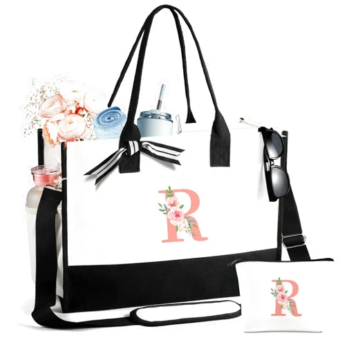 FURTOM Personalized Gifts Canvas Tote Bags for Women Shopping Bag Reusable Grocery Bags Shoulder Bag Women Mrs Friends Teacher Sister