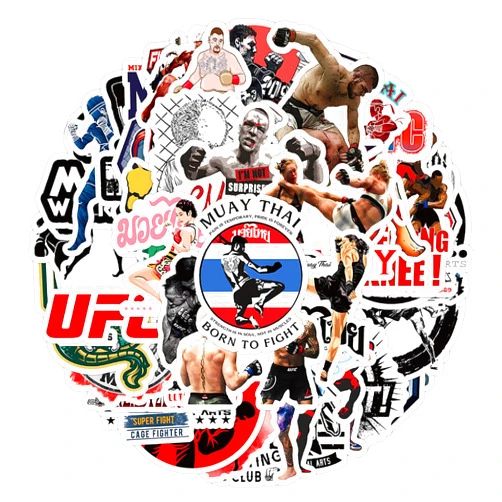 SCPTOD 50pcs Cool MMA Stickers for Water Bottles, Mixed Martial Arts Stickers, Fighter Gym Waterproof Decals for Laptop Scrapbook Car Skateboard Bumper Bike Motorcycle Helmet