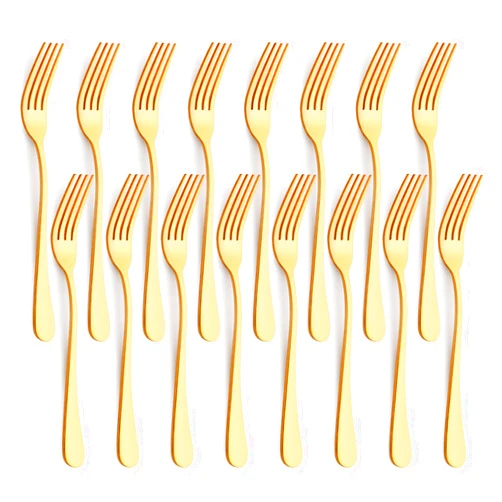 ITITT 16 Piece Gold Dinner Forks Set 8 Inch Food-Grade Stainless Steel Silverware Forks Cutlery Forks for Home Kitchen or Restaurant Mirror Polished Dishwasher Safe (Gold)