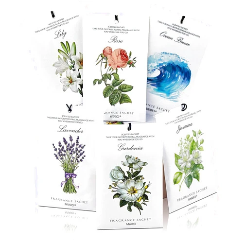 MYARO 12 Packs Scented Sachets for Drawer and Closet, Long-Lasting Sachets Bags Home Fragrance Sachet 6 Scents Option- Lavender, Rose, Jasmine, Ocean, Gardenia, Lily