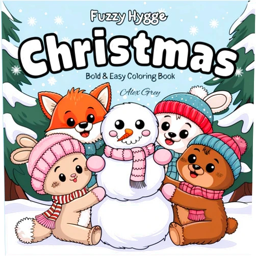 Alex Grey Fuzzy Hygge Christmas: A Little Fuzzy Coloring Book, Cute and Big Images for Relaxation for Adults, Cozy Days Coloring Book, Cozy Season Bold and Easy Coloring Book