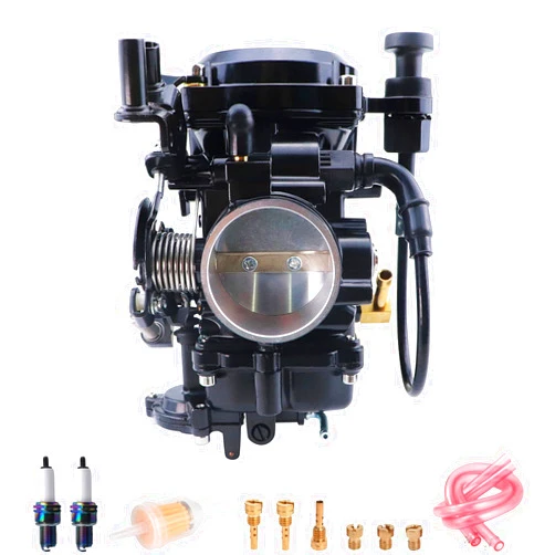 SVKZGFZ CV40 Carburetor with Choke Cable, for Harley Davidson Sportster XL XLH 883 1200 Softail Touring Dyna Road King Carb 27421-99 (Black Cover)
