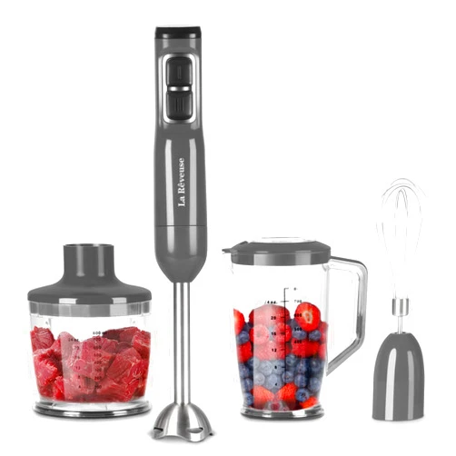 La Reveuse Immersion Blender Handheld, 3 in 1, 300 Watts 2 Speeds Multi-purpose with Whisk,Mixing Beaker,Food Chopper Grinder attachments