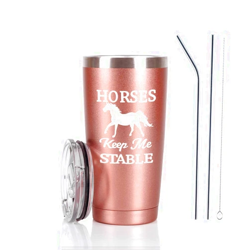 Cosictic Horse Gifts For Women, Horses Keep Me Stable Travel Tumbler, Funny Birthday Christmas Gifts for Horse Lovers Equestrian Cowgirls Mom Friends Aunt Sister, 20 Oz Insulated Stainless Steel Tumbler