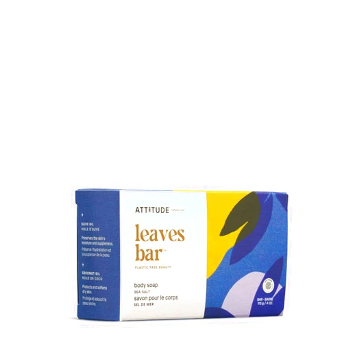 ATTITUDE Bath and Shower Body Soap Bar, EWG Verified, Plastic-free, Plant and Mineral-Based Ingredients, Vegan and Cruelty-free Personal Care Products, Sea Salt, 4 Ounces