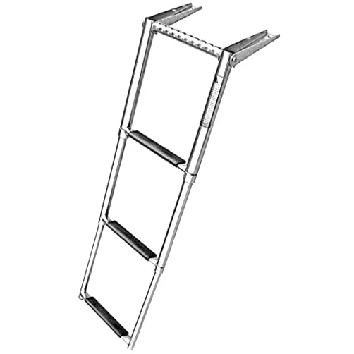 Amarine Made 3 Step Boat Boarding Ladder with Built in Drop Ladder Handle,316 Stainless Steel Telescoping Folding Ladder for Marine Boat Yacht Swimming Pool