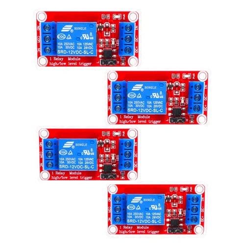 AEDIKO 4pcs DC 12V Relay Module 1 Channel Relay Board with Optocoupler Isolation Support High or Low Level
